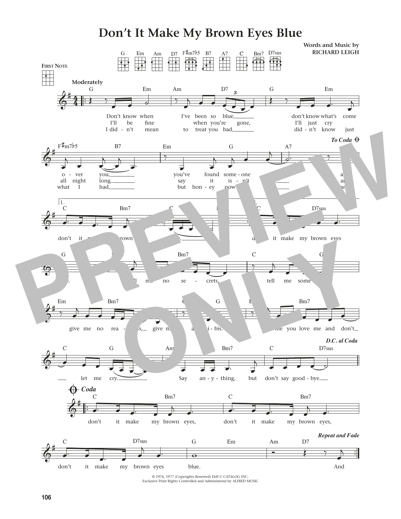 Produktgalerie: Seite 1 von 1 Don't It Make My Brown Eyes Blue (from The Daily Ukulele) (arr. Jim Beloff), Crystal Gayle, Ukulele