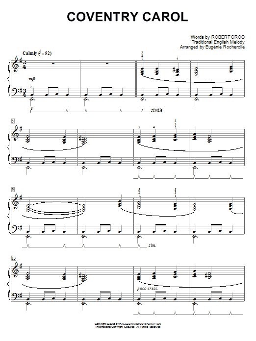 Product gallery: Page 1 of 1 Coventry Carol, Traditional