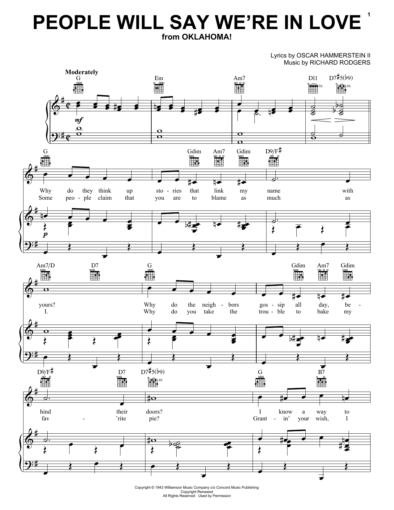 Produktgalerie: Seite 1 von 1 People Will Say We're In Love (from Oklahoma!), Rodgers & Hammerstein, Gesang, Gitarre, Klavier