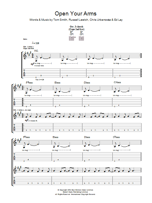 Produktgalerie: Seite 1 von 1 Open Your Arms, Editors, Gitarre