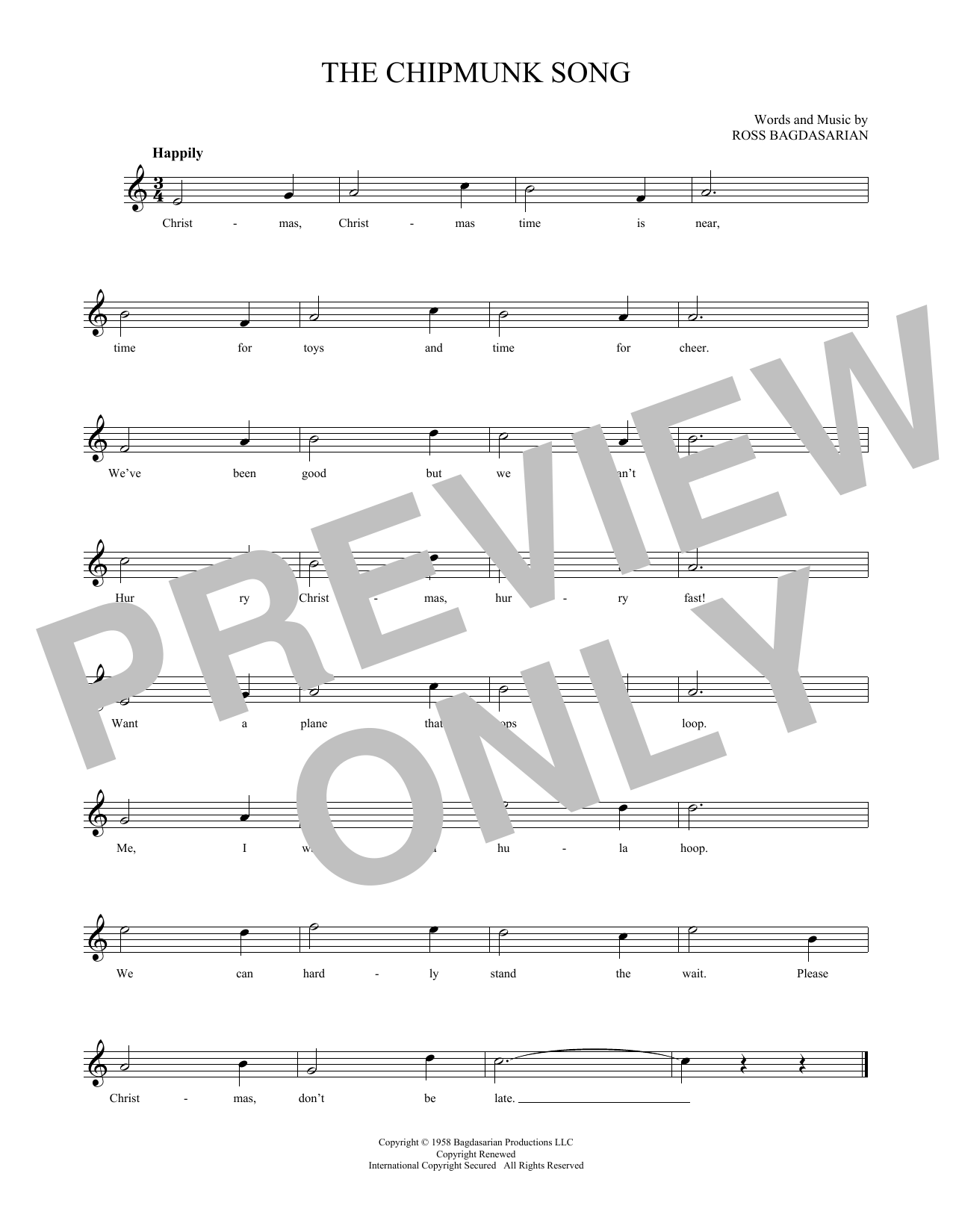 Product gallery: Page 1 of 1 The Chipmunk Song, Alvin And The Chipmunks