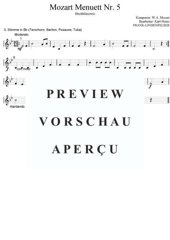 Produktgalerie: Seite 10 von 11 Mozart Menuett Nr. 5, , Blechbläsertrio