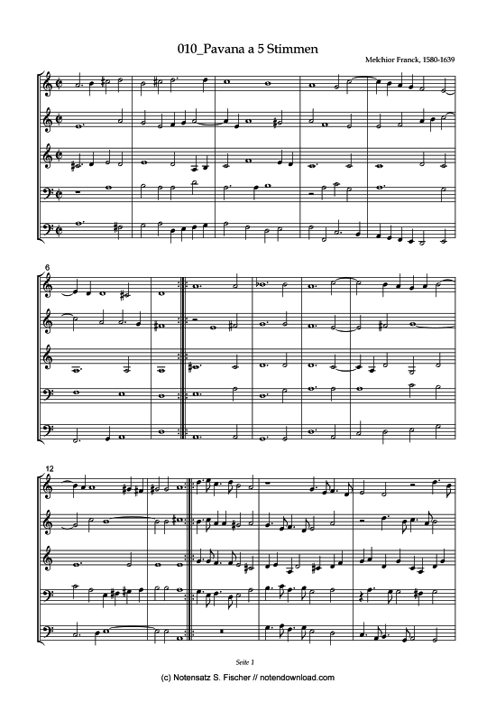 Product picture to: Pavana a 5 StimmenMelchior Franck (1580-1639)