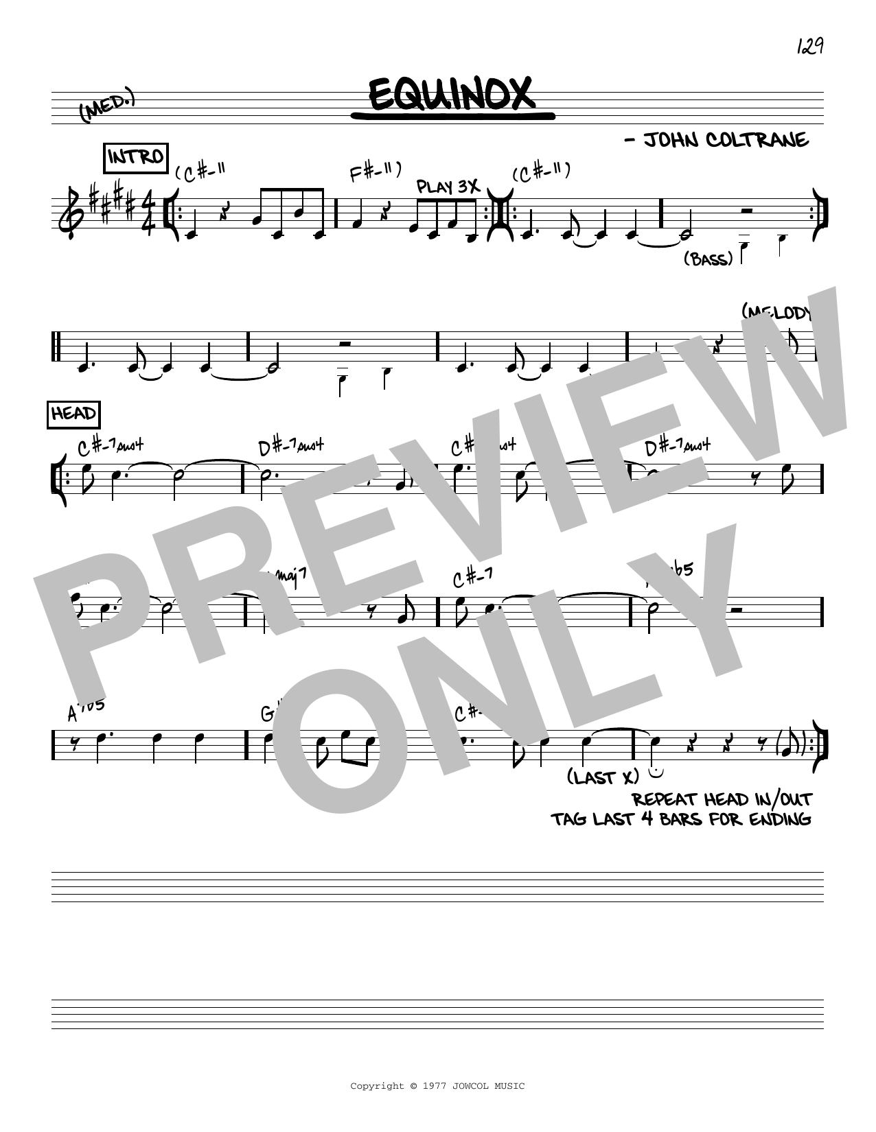 Produktbild zu:  Equinox [Reharmonized version] (arr. Jack Grassel) - John Coltrane