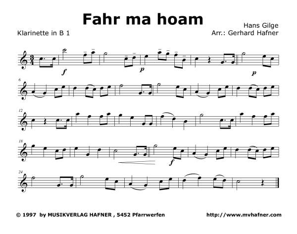 Product gallery: Page 1 of 9 Fahr ma hoam, , (Clarinet Quintet)