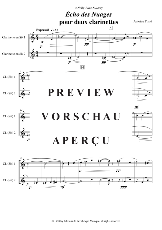 Product gallery: Page 3 of 4 Echo Des Nuages , , (Clarinet duet)