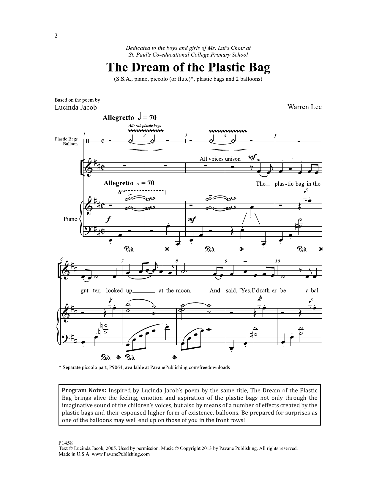 Produktgalerie: Seite 1 von 1 The Dream of the Plastic Bag, Lucinda Jacob, Chor