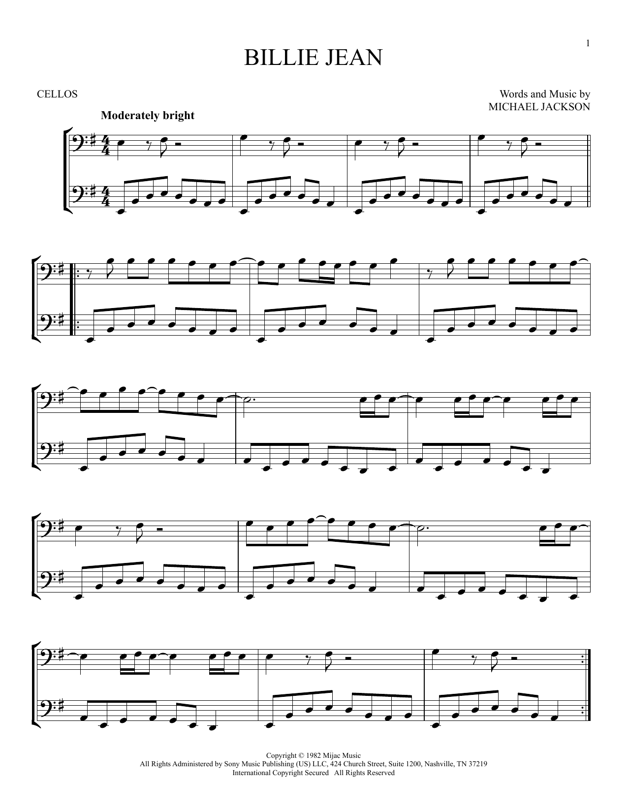 Produktgalerie: Seite 1 von 1 Billie Jean, Michael Jackson, Violoncello