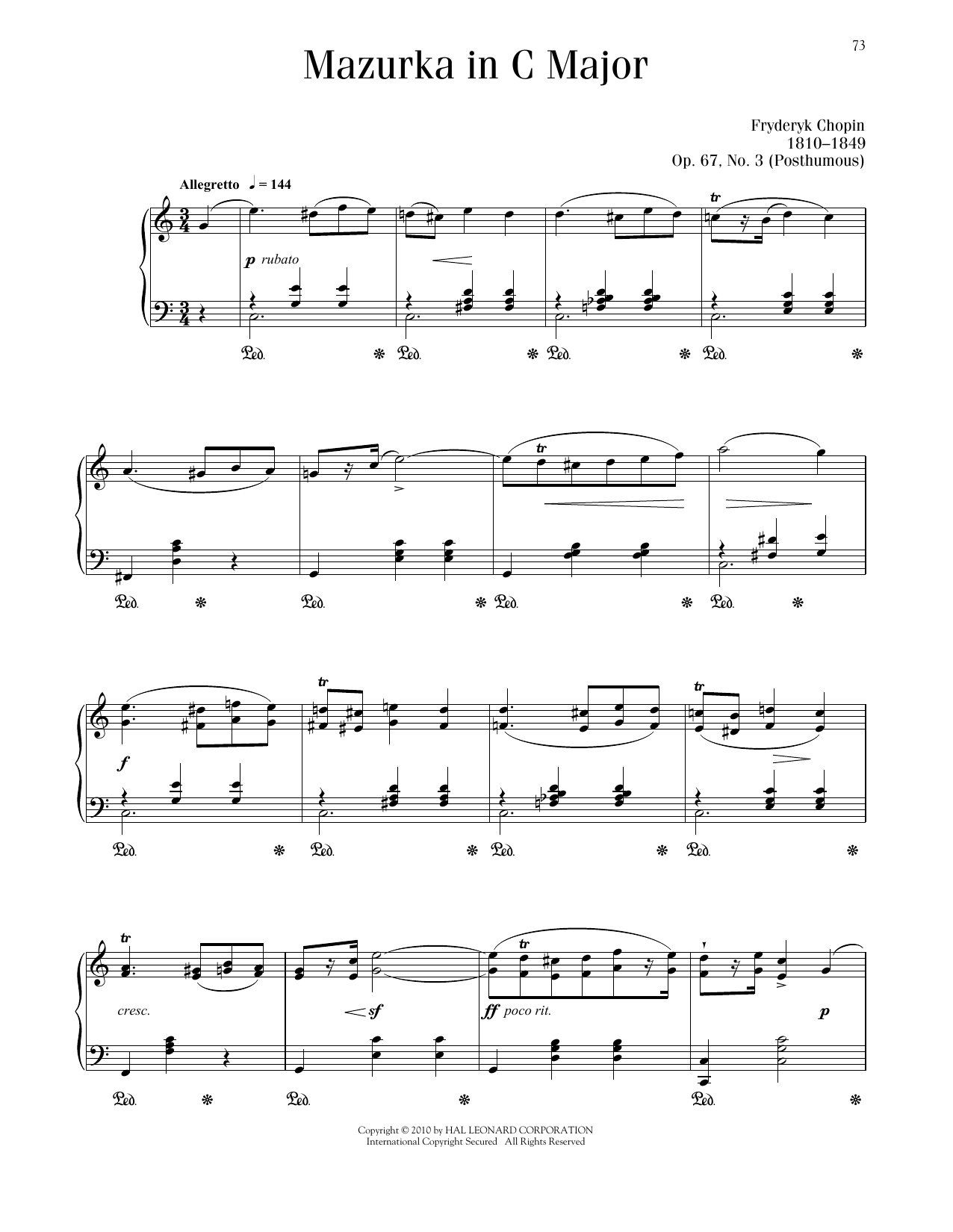 Product picture to: Mazurka, Op. 67, No. 3