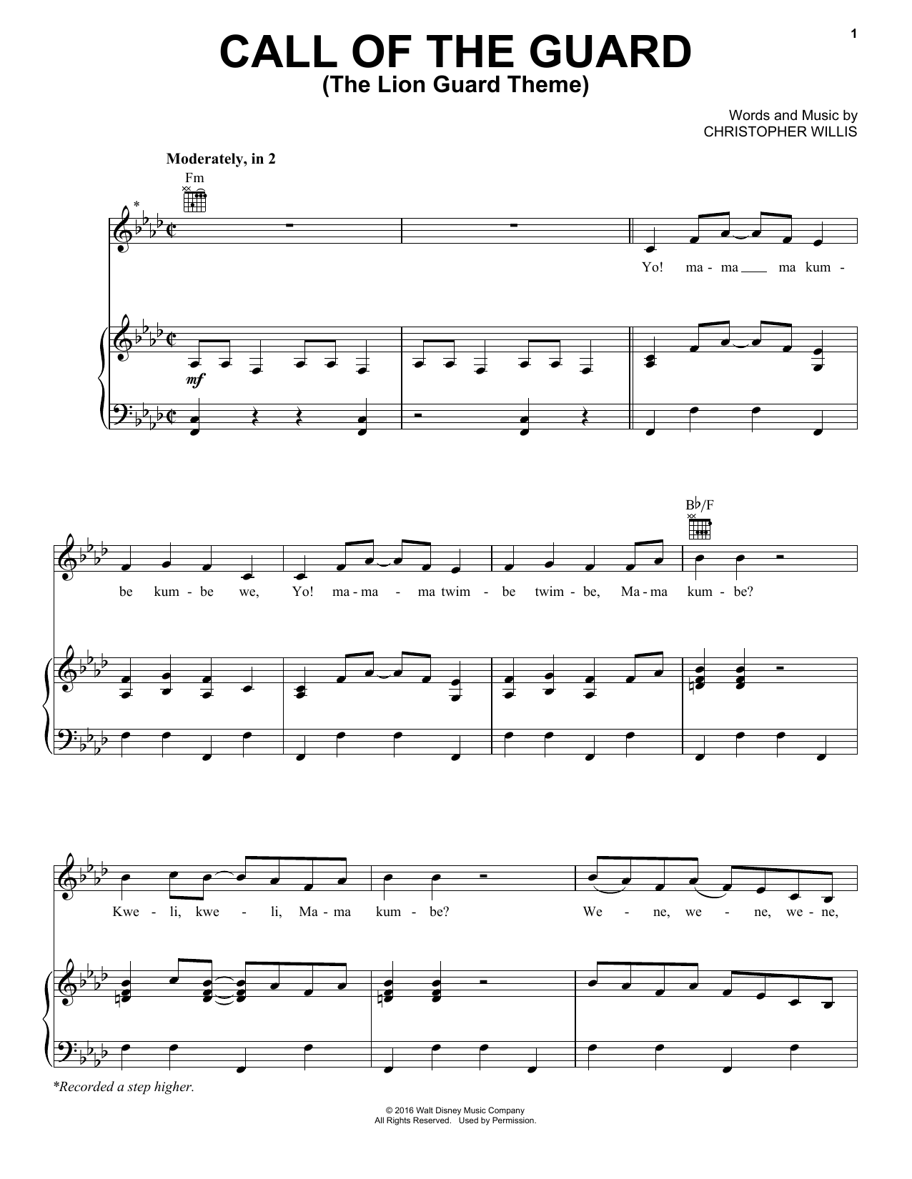 Produktbild zu: Call Of The Guard (The Lion Guard Theme)