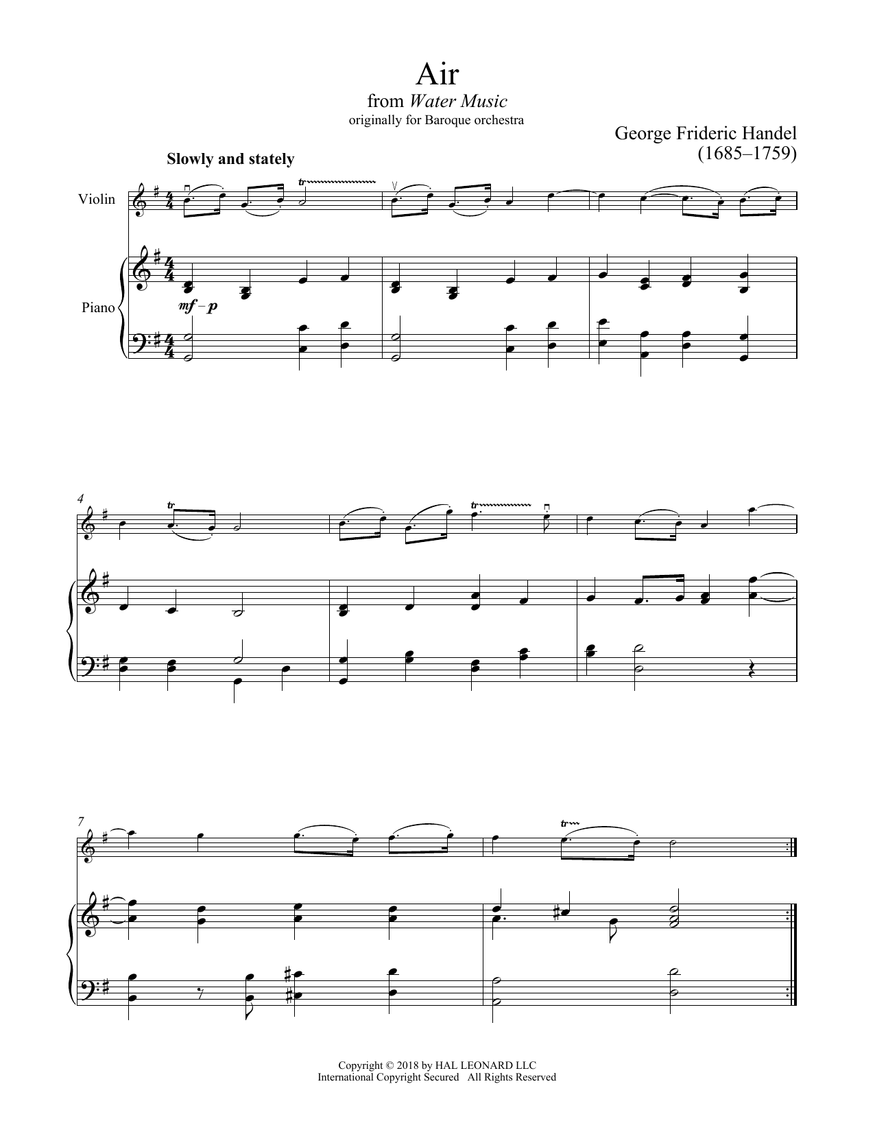 Product gallery: Page 1 of 1 Air, George Frideric Handel