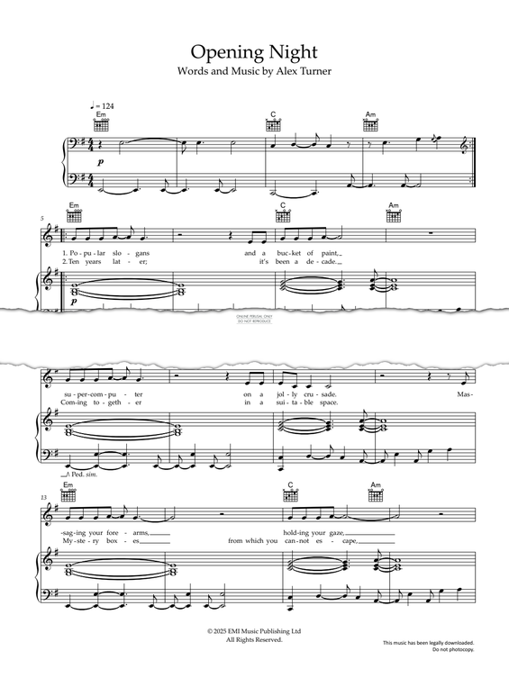 gallery: Opening Night, Arctic Monkeys, Gesang, Gitarre, Klavier