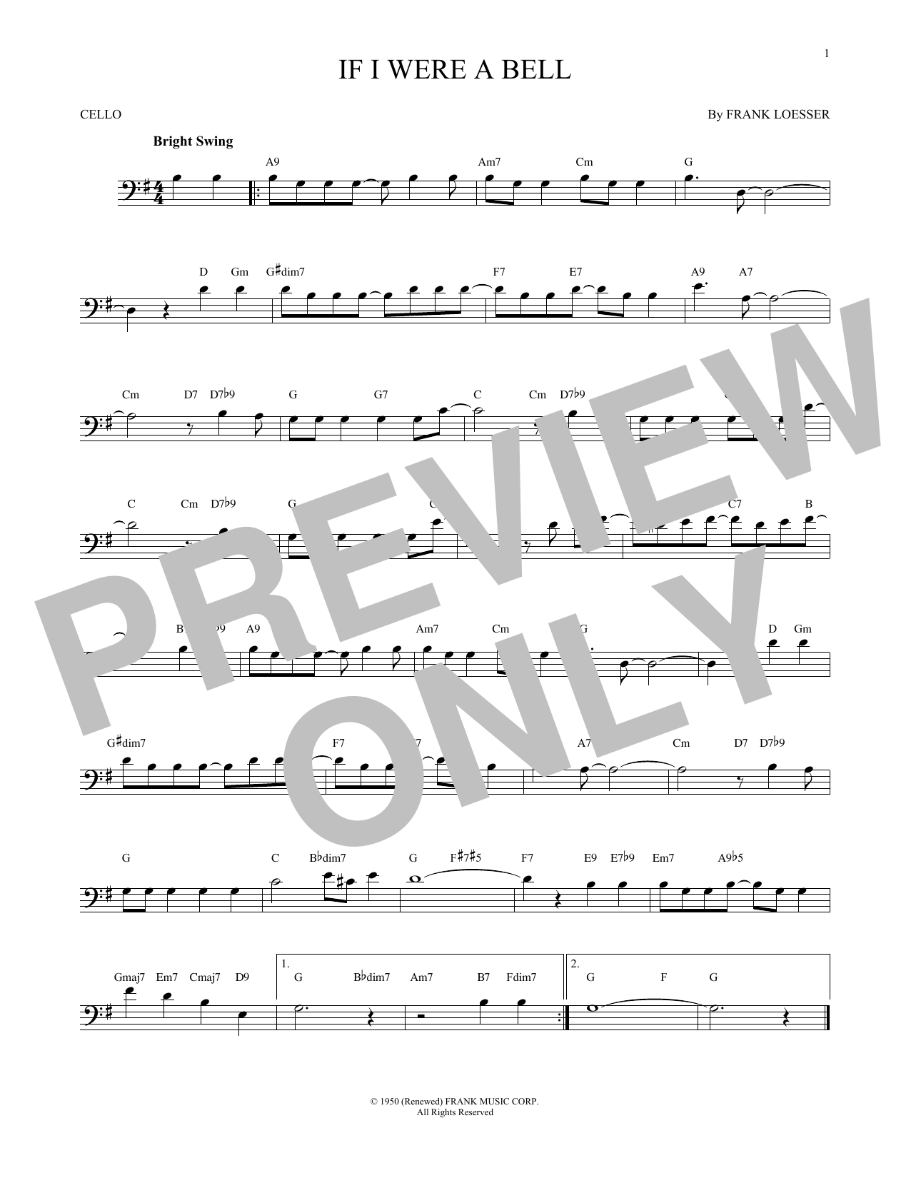 Produktgalerie: Seite 1 von 1 If I Were A Bell, Frank Loesser, Violoncello