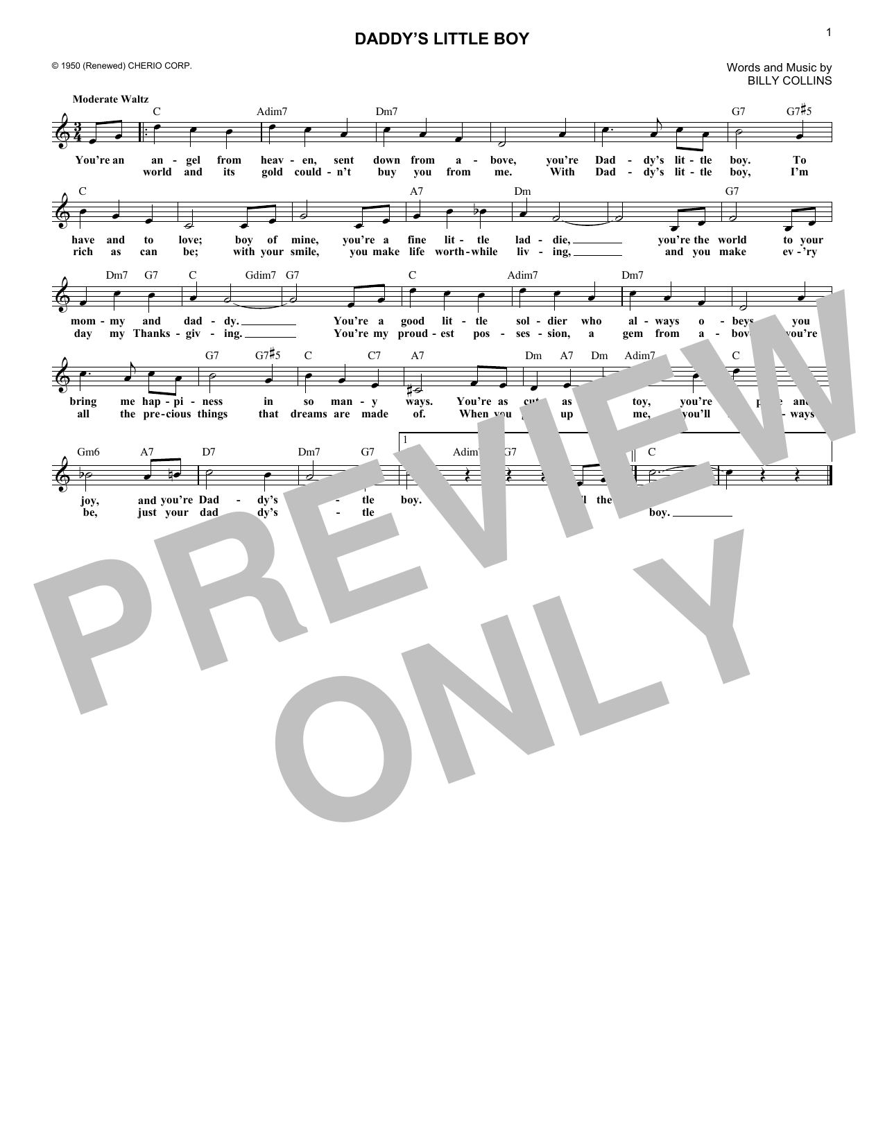 Product gallery: Page 1 of 1 Daddy's Little Boy, Billy Collins
