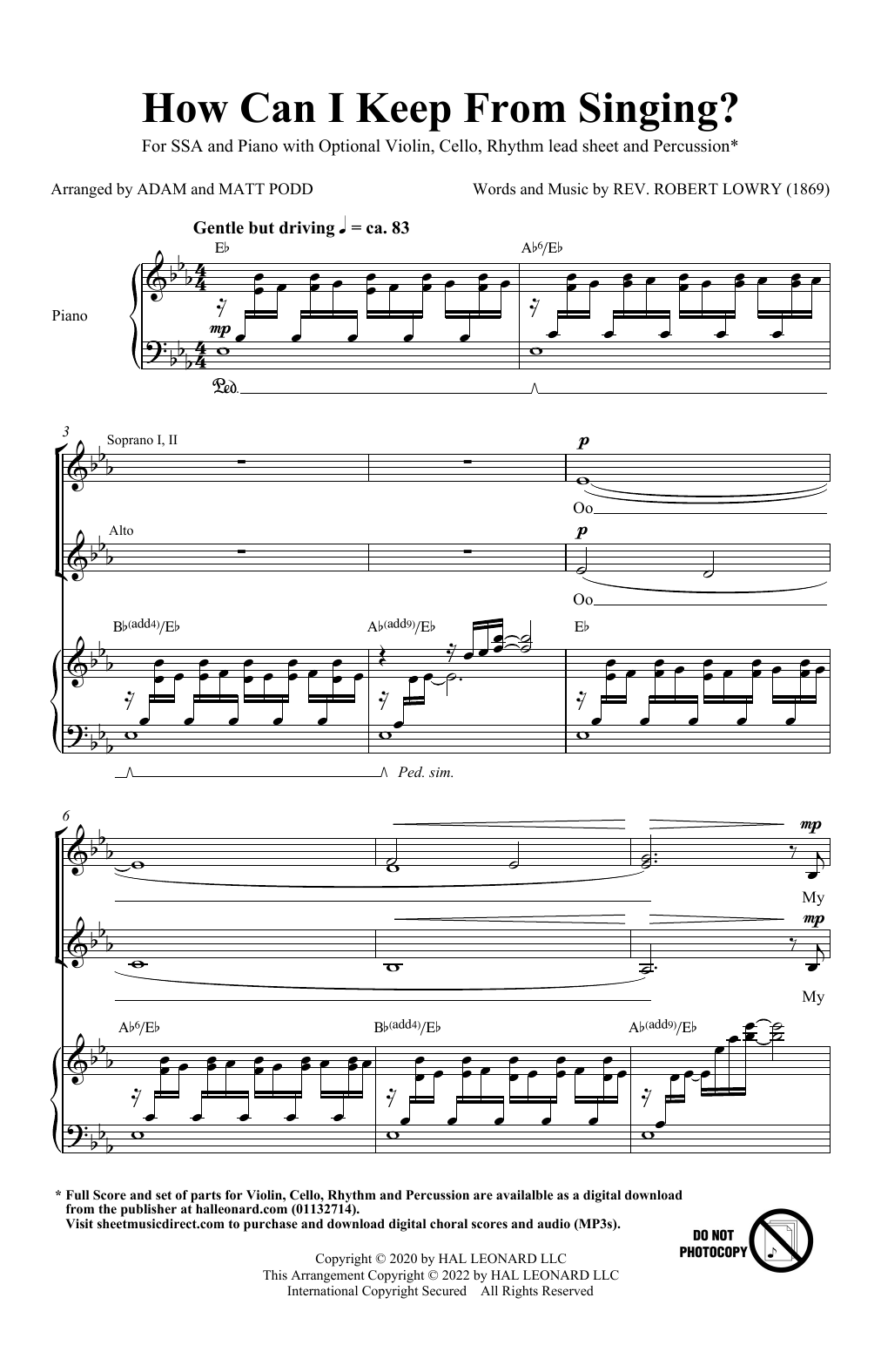 Product gallery: Page 1 of 1 How Can I Keep From Singing (arr. Matt and Adam Podd), Robert Lowry