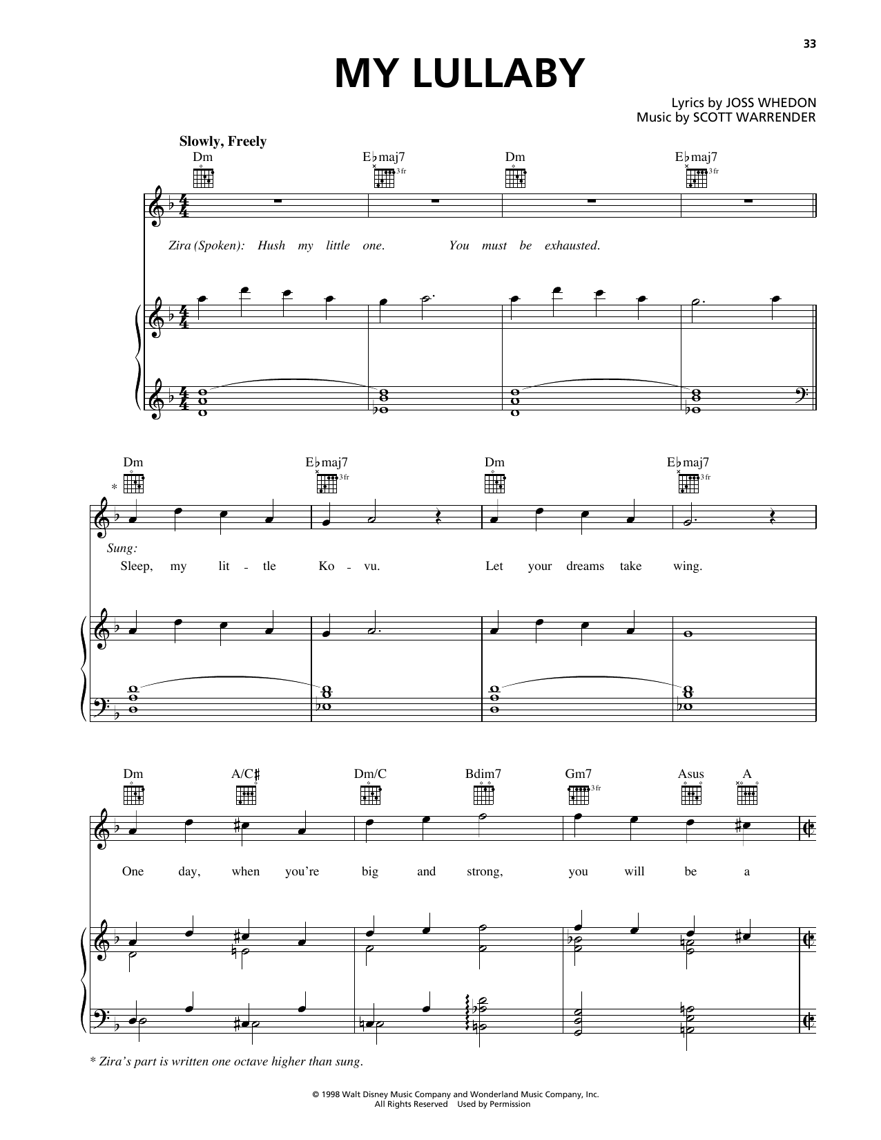 Produktgalerie: Seite 1 von 1 My Lullaby (from The Lion King II: Simba's Pride), Scott Warrender, Gesang, Gitarre, Klavier