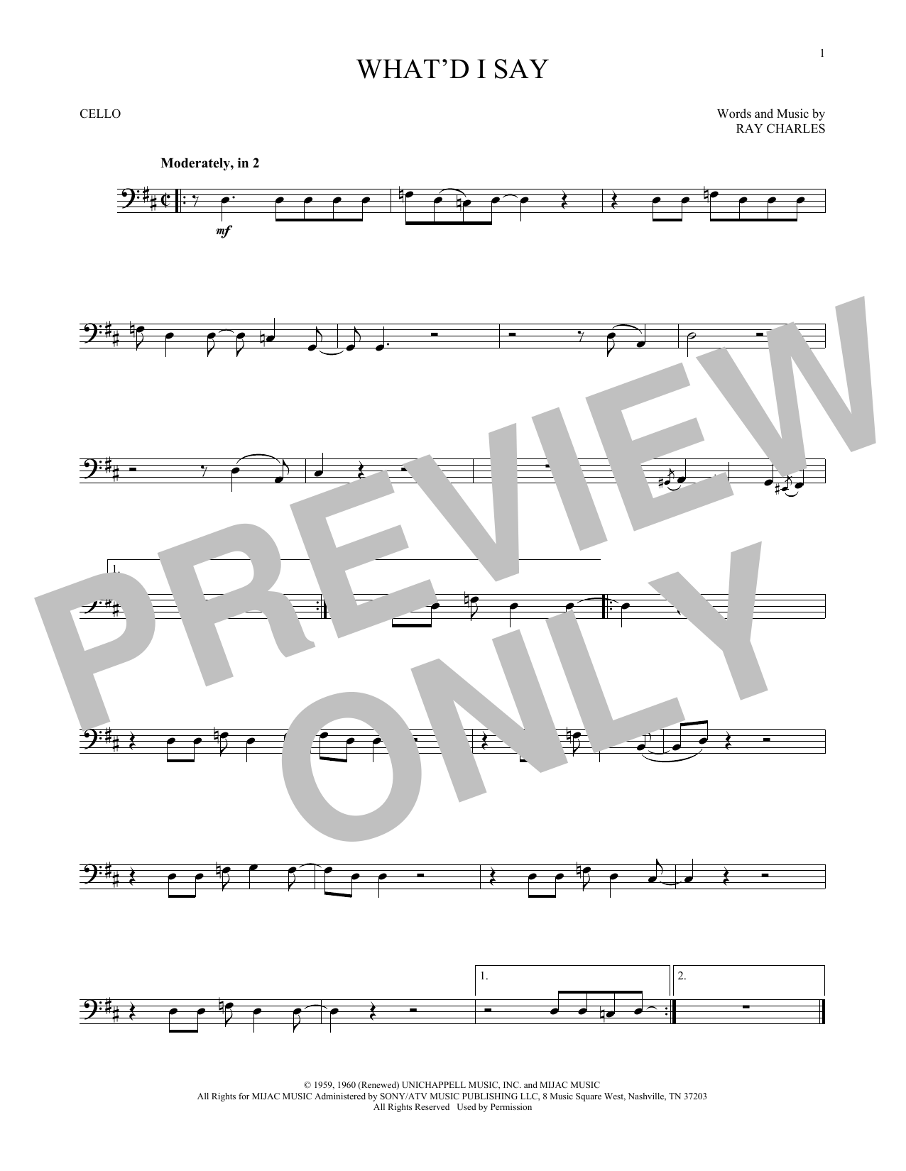 Produktgalerie: Seite 1 von 1 What'd I Say, Ray Charles, Violoncello