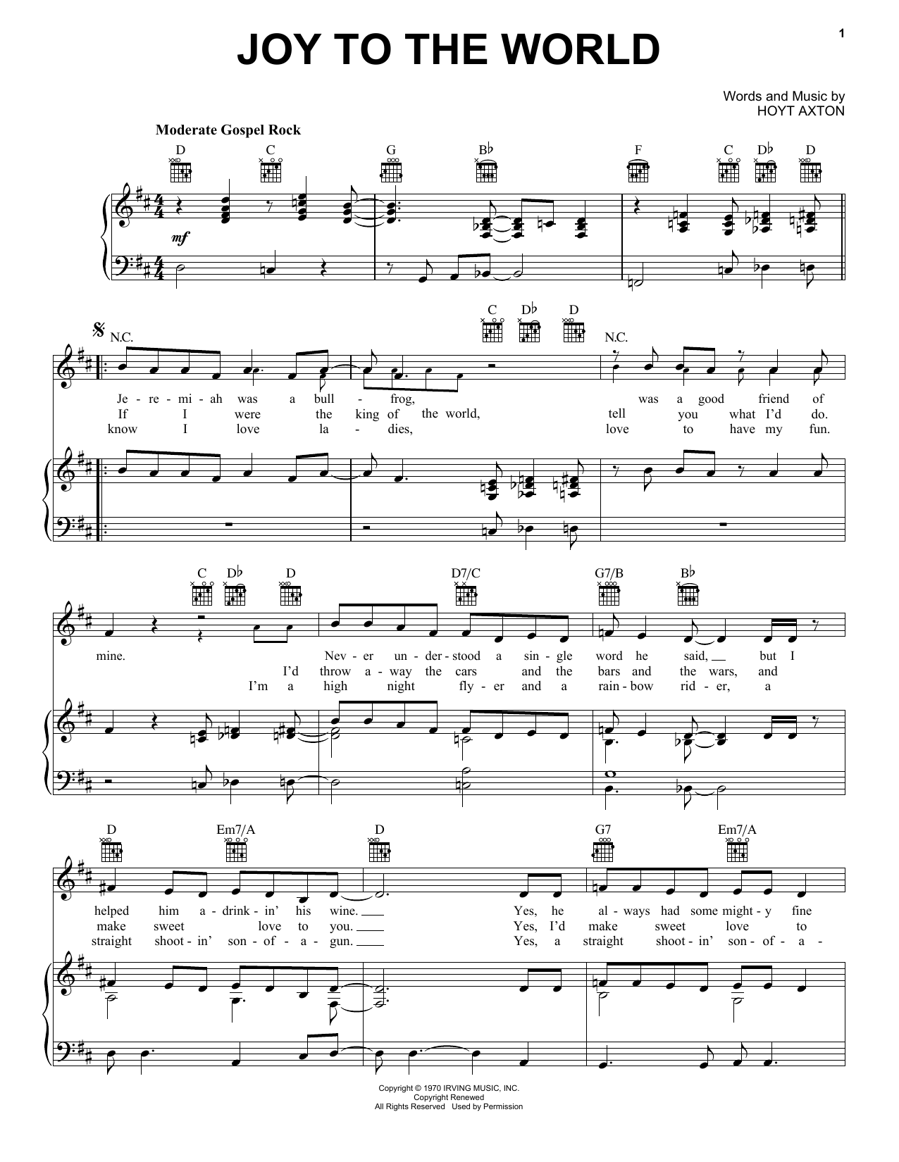 Produktgalerie: Seite 1 von 1 Joy To The World, Three Dog Night, Gesang, Gitarre, Klavier