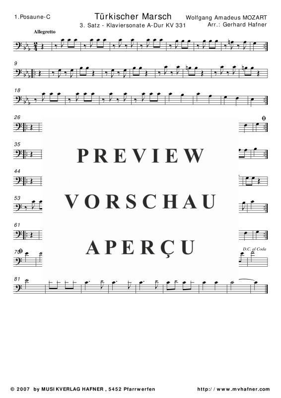Produktgalerie: Seite 11 von 11 Türkischer Marsch, , (Blechbläser Quintett)