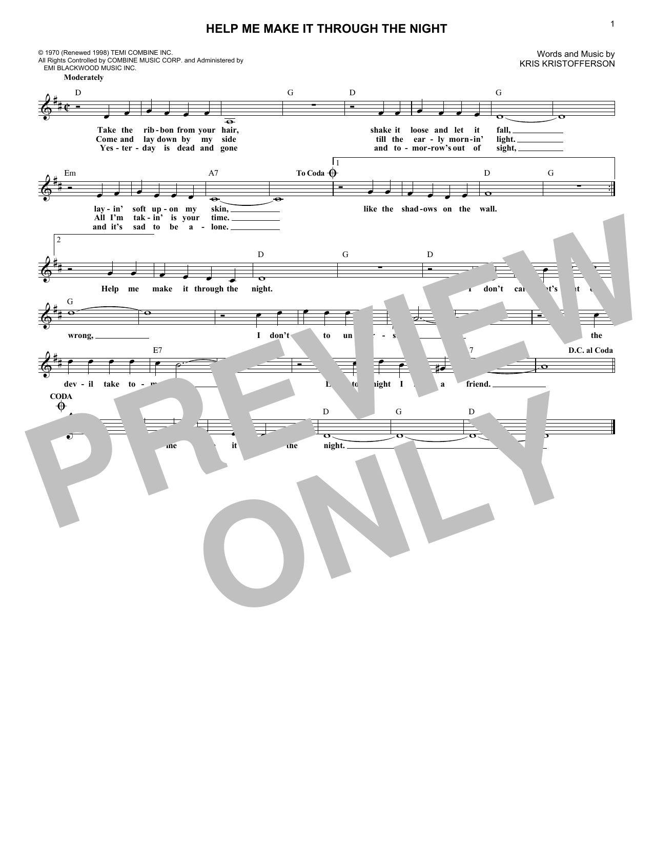 Produktgalerie: Seite 1 von 1 Help Me Make It Through The Night, Kris Kristofferson