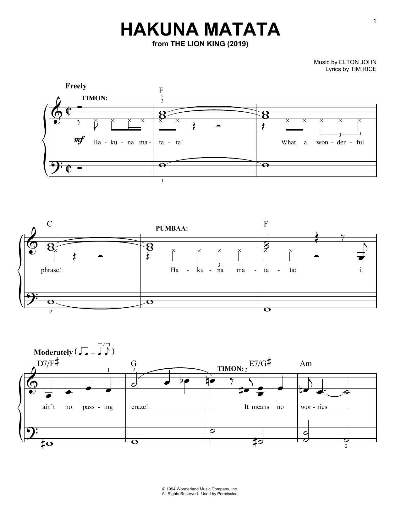 Produktbild zu: Hakuna Matata (from The Lion King 2019)