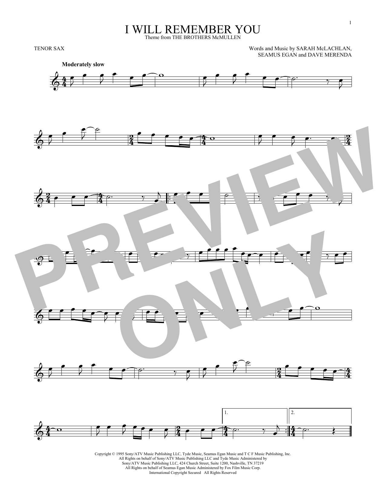 Product gallery: Page 1 of 1 I Will Remember You, Sarah McLachlan