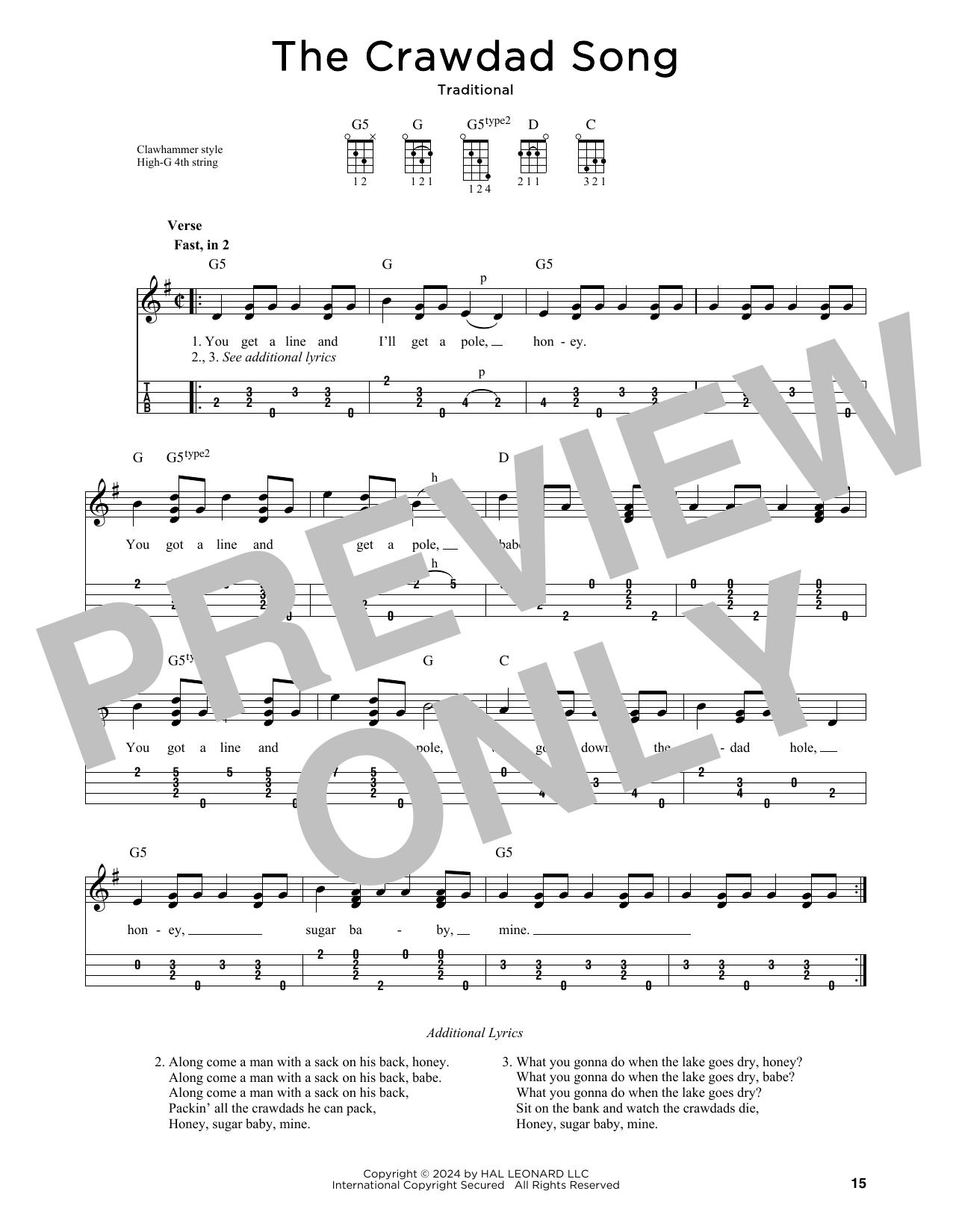 Product gallery: Page 1 of 1 The Crawdad Song (arr. Jim Schustedt), Traditional