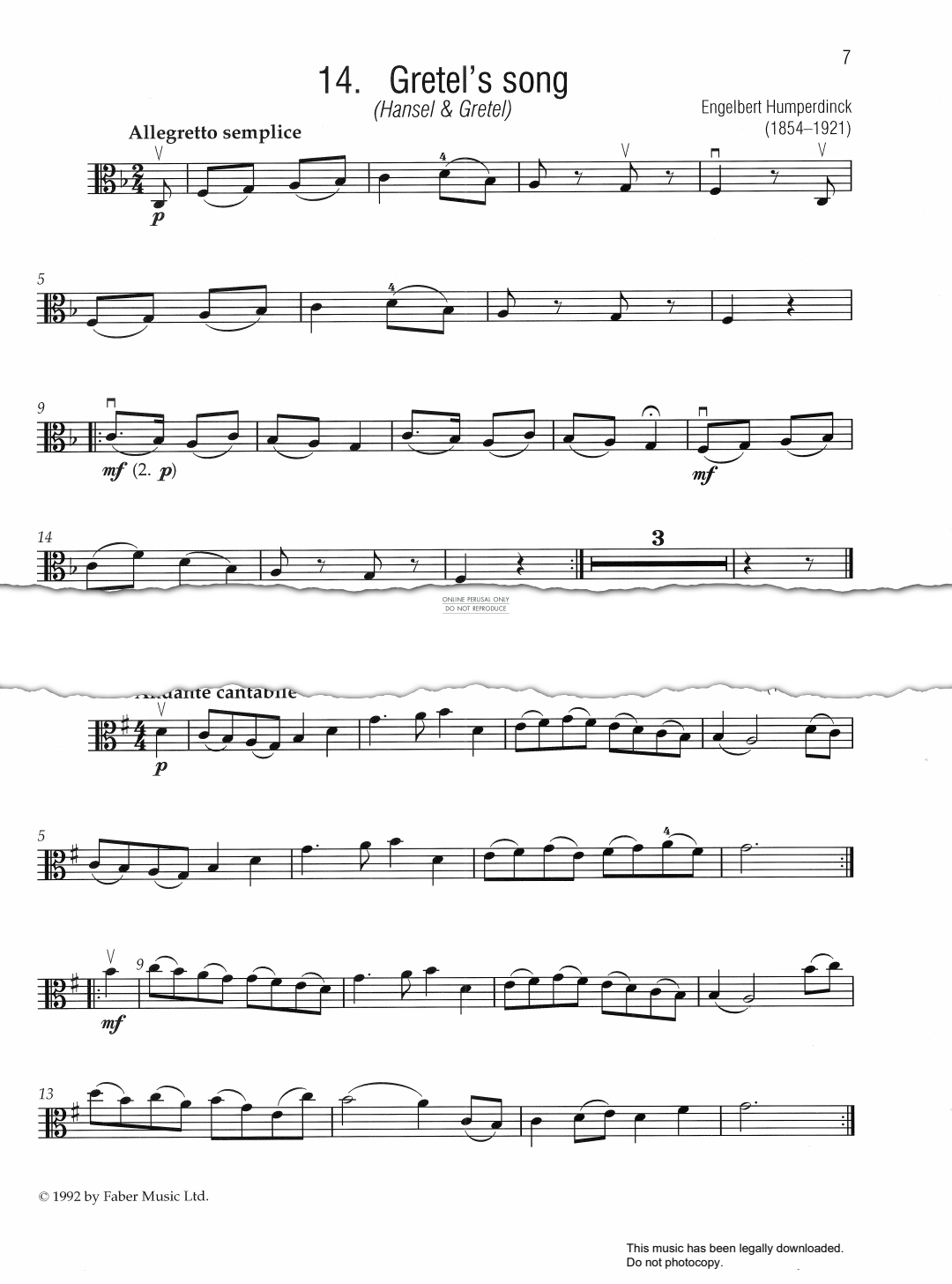 Product gallery: Page 1 of 1 Gretel's Song (from 'Hansel And Gretel'), Engelbert Humperdinck