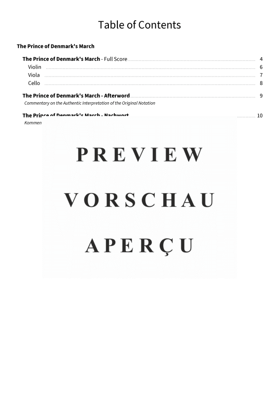 Produktgalerie: Seite 9 von 9 The Prince of Denmark´s March - from A Collection of Ayres for the Harpsichord or Spinett with very Plain & Easey Directions for Young Beginners , , (Streicher Trio)