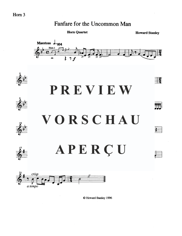 Produktgalerie: Seite 7 von 8 Fanfare For An Uncommon Man, , Horn Quartett