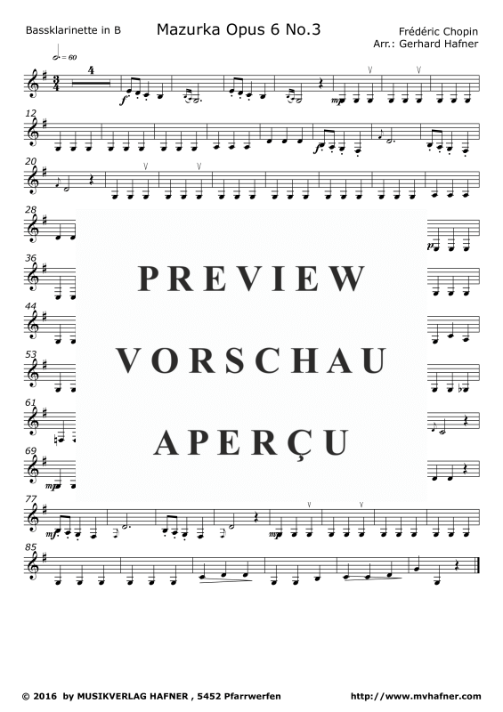 Product gallery: Page 11 of 11 Mazurka Opus 6 No.3, , (Clarinet Quintet)