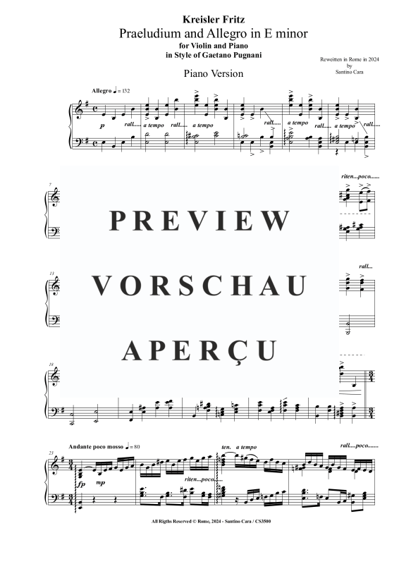 Product gallery: Page 2 of 8 Praeludium and Allegro in E minor, , Solo Piano