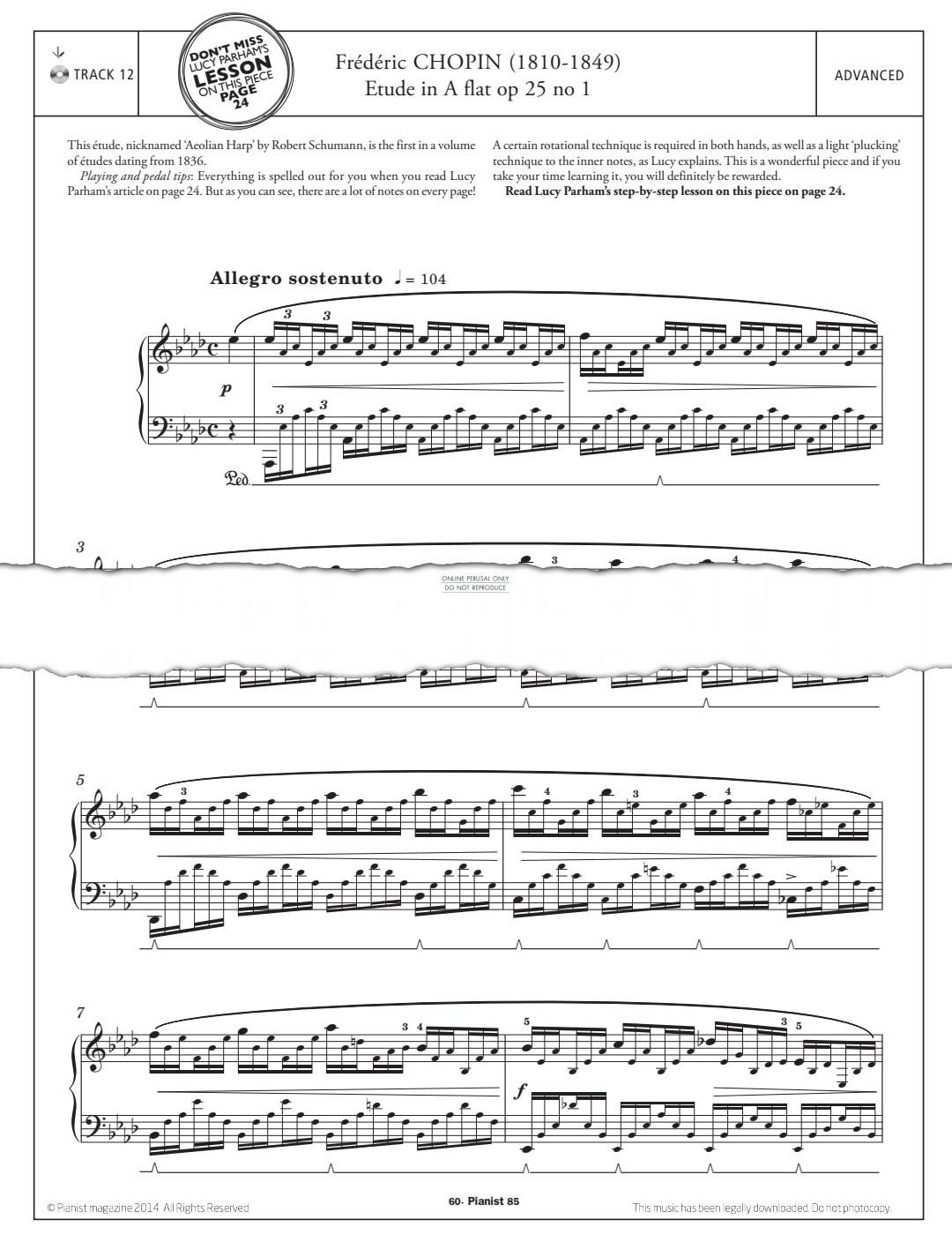 Produktgalerie: Seite 1 von 1 Etude in A Flat Op.25, No.1, Frederic Chopin, Klavier