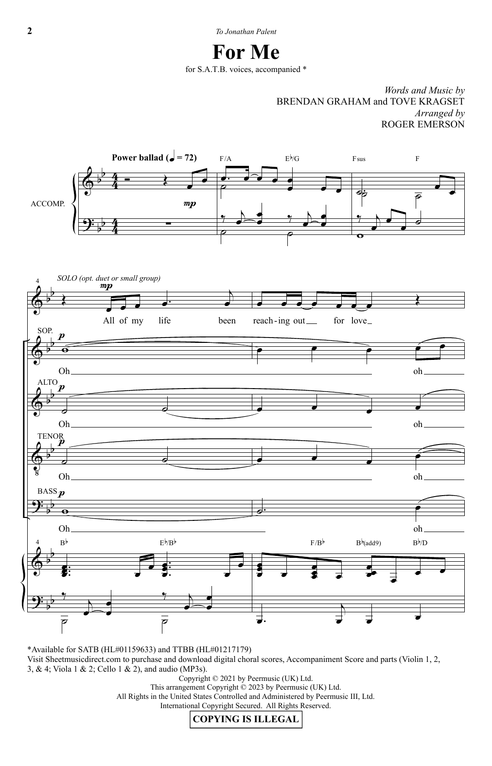 Produktbild zu: For Me (arr. Roger Emerson)