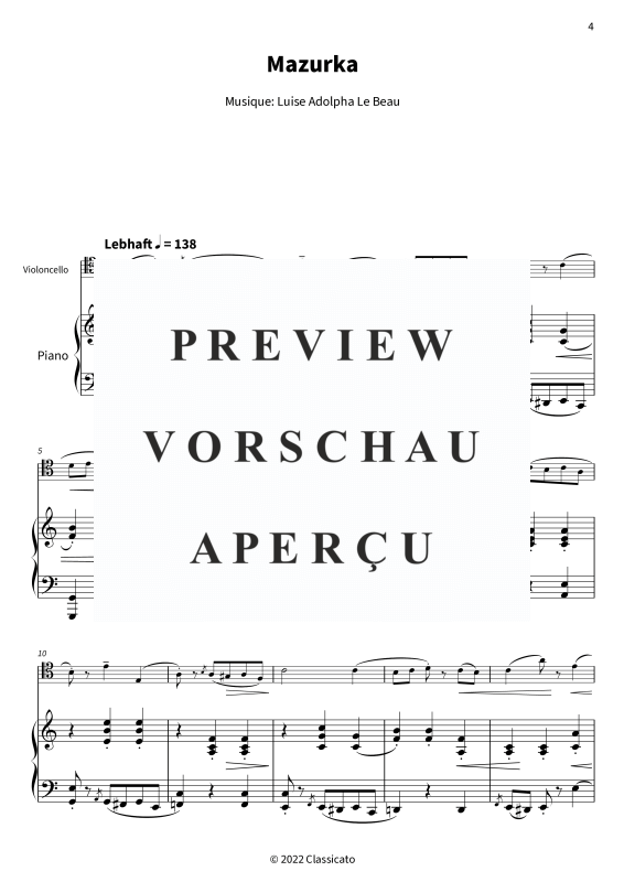 Produktgalerie: Seite 6 von 11 Quatre pièces op. 24 - Pièces de caractère romantiques pour violoncelle & piano - édition urtext, , Violoncello und Klavier