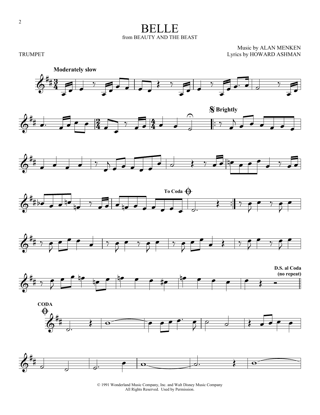 Produktgalerie: Seite 1 von 1 Belle (from Beauty And The Beast), Alan Menken & Howard Ashman, Trompete