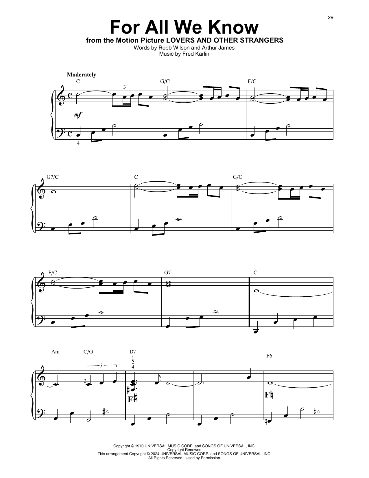 Produktgalerie: Seite 1 von 1 For All We Know, Carpenters, Harfe