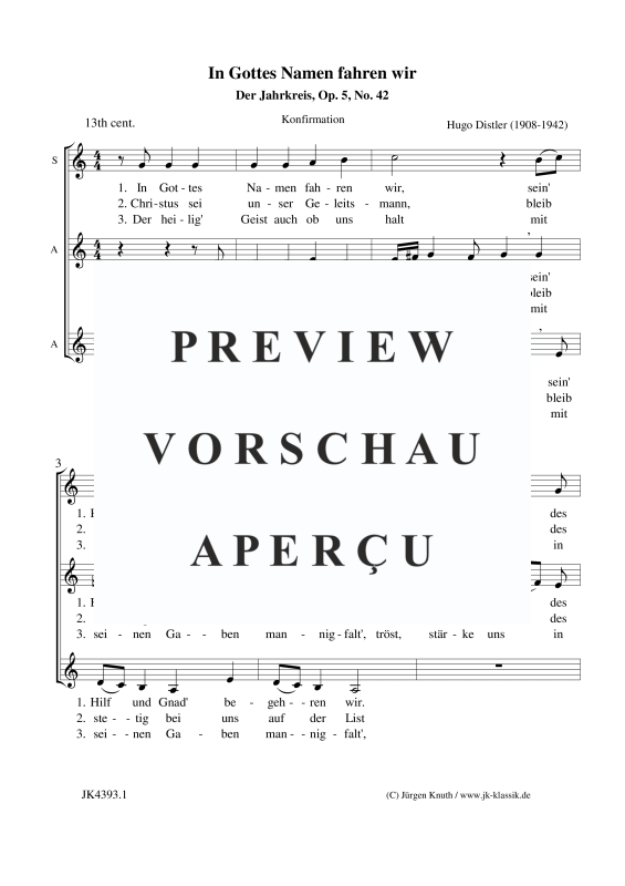 Produktgalerie: Seite 2 von 3 In Gottes Namen fahren wir (Der Jahrkreis, Op.5, Nr.42), , Frauenchor SAA