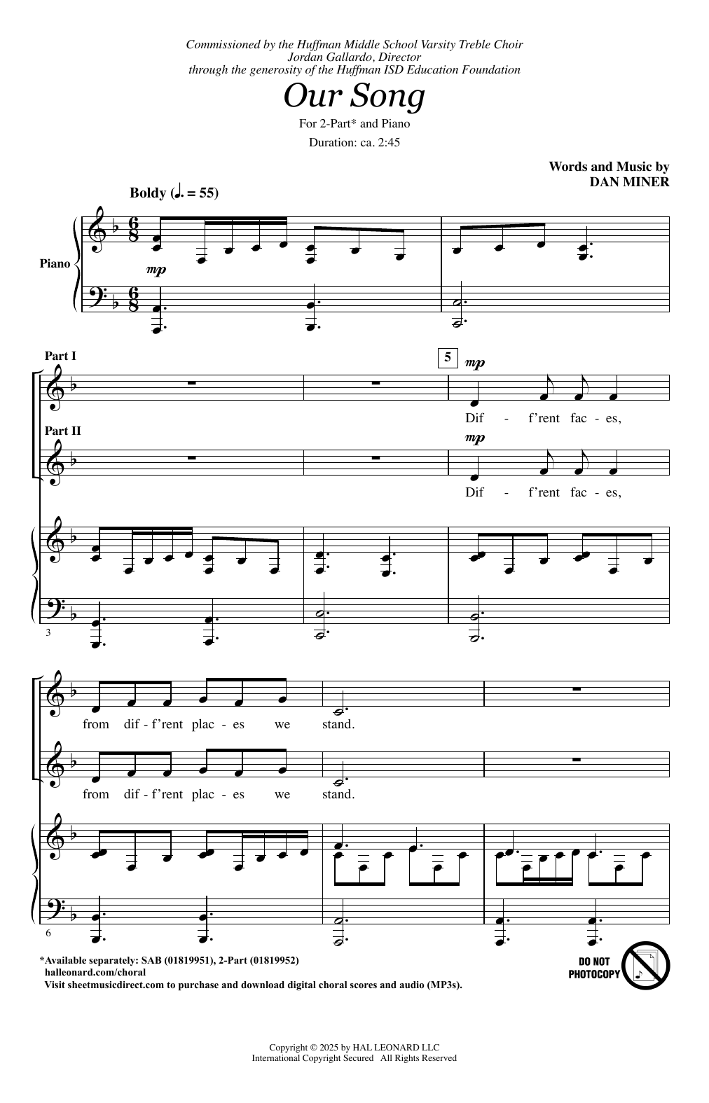 Produktgalerie: Seite 1 von 1 Our Song, Dan Miner, Chor