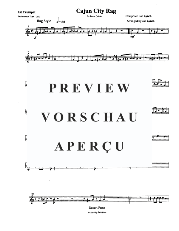 Produktgalerie: Seite 8 von 11 Cajun City Rag, , Blechbläserquintett