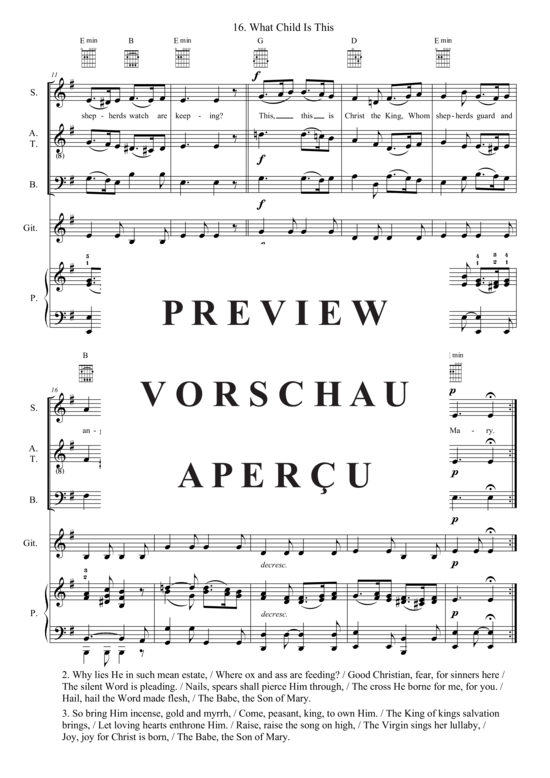 Produktgalerie: Seite 3 von 3 What Child Is This , , (Gemischter Chor, Gitarre + Klavier)