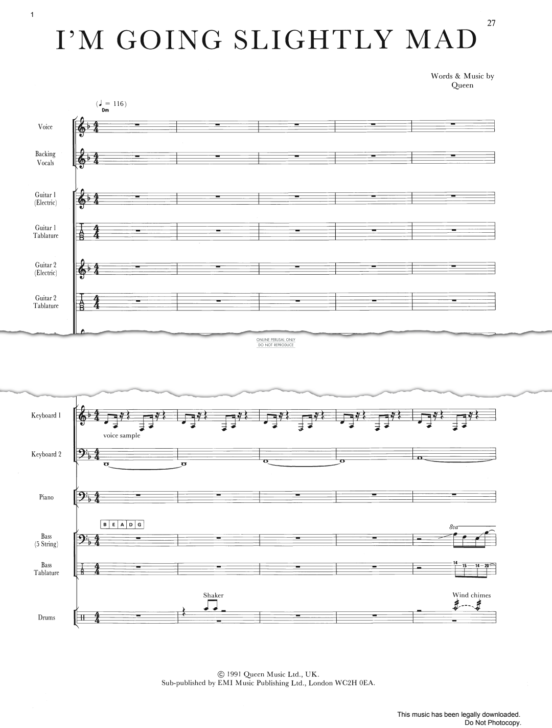 Product gallery: Page 1 of 1 I'm Going Slightly Mad, Queen