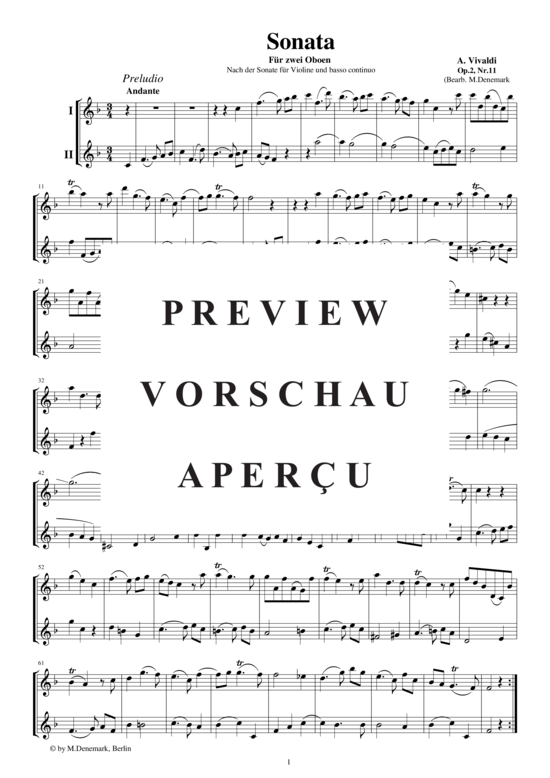 Product gallery: Page 2 of 4 Sonate für zwei Oboen op.2 Nr.11, , 