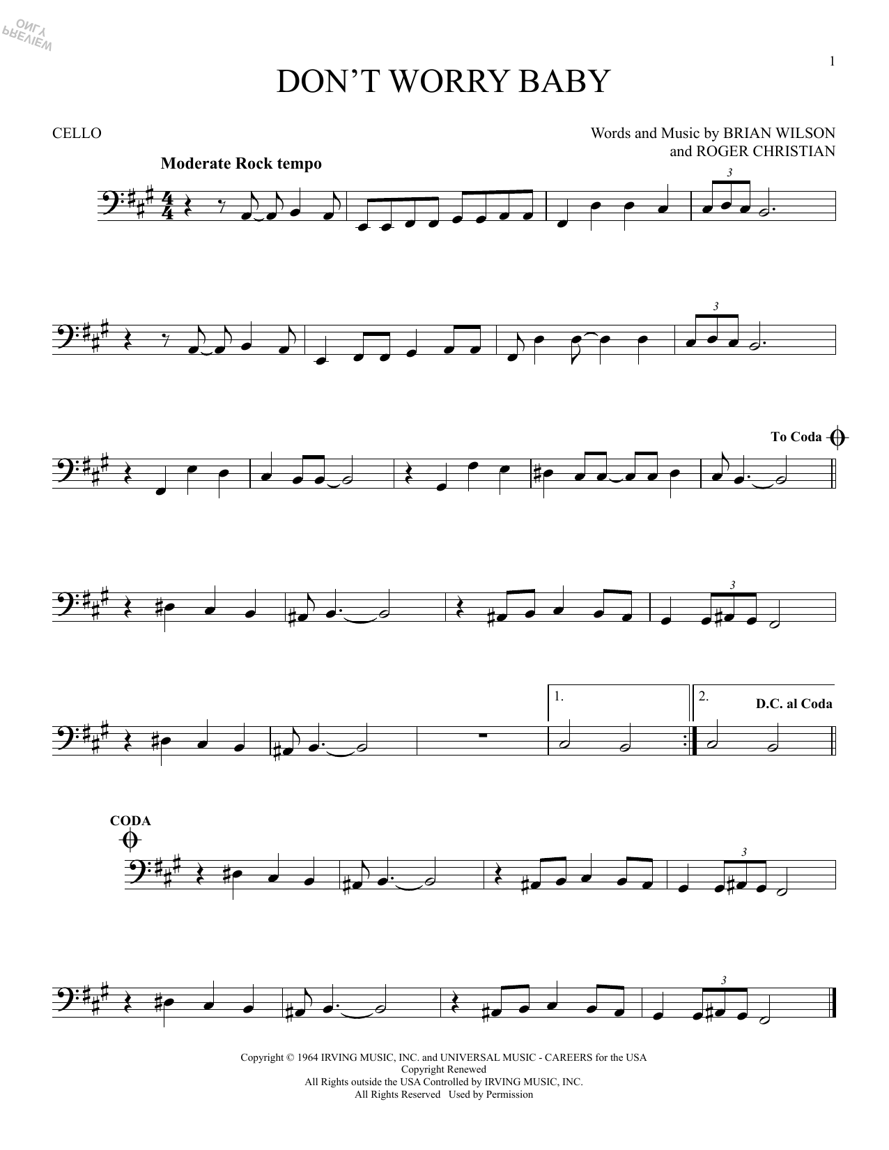 Produktgalerie: Seite 1 von 1 Don't Worry Baby, The Beach Boys, Violoncello