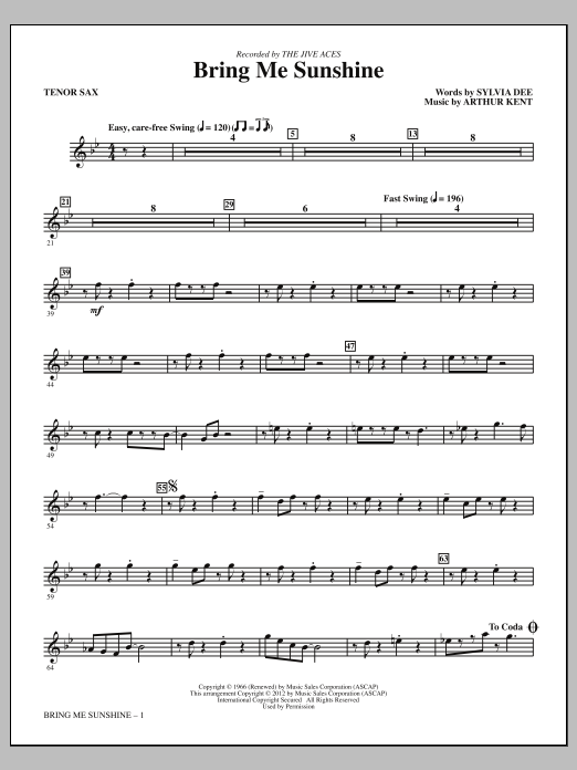 Produktgalerie: Seite 1 von 1 Bring Me Sunshine - Bb Tenor Saxophone, Kirby Shaw, Chor