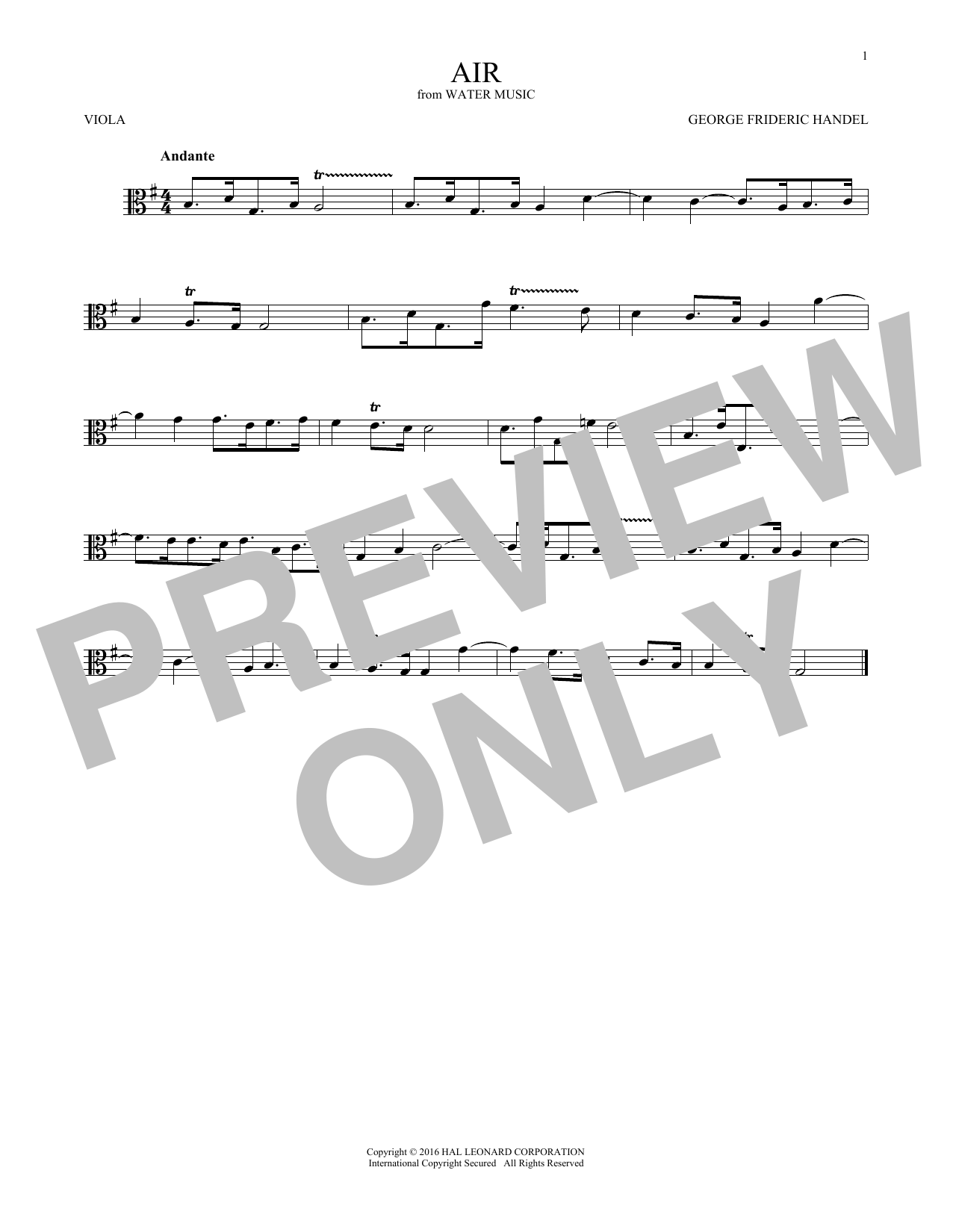 Product gallery: Page 1 of 1 Air, George Frideric Handel