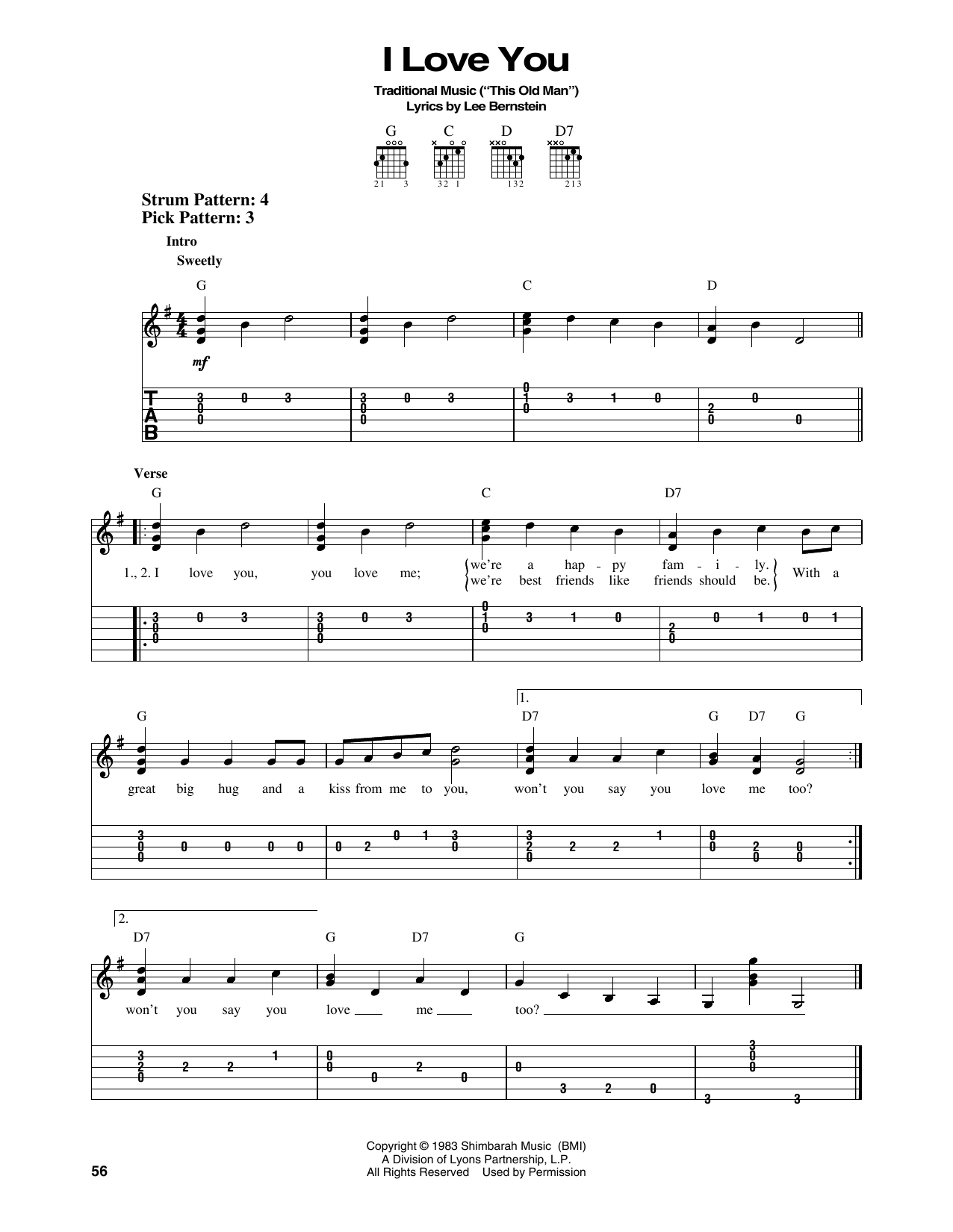Produktgalerie: Seite 1 von 1 I Love You (from Barney), Lee Bernstein, Gitarre