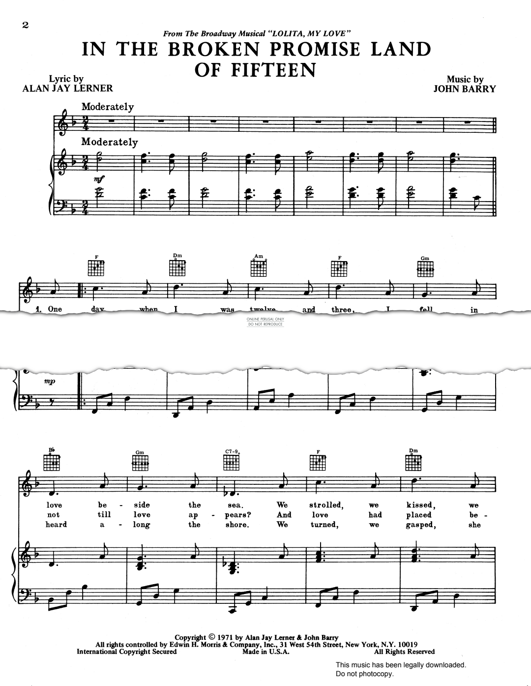 Product gallery: Page 1 of 1 In The Broken Promise Land Of Fifteen (from 'Lolita, My Love'), John Barry