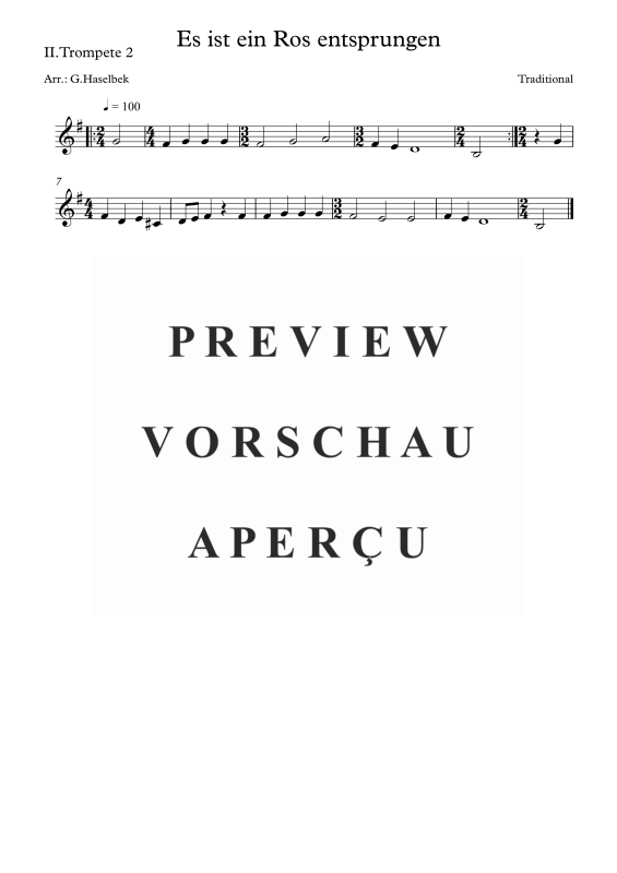Produktgalerie: Seite 4 von 8 Es ist ein Ros entsprungen, , (Blechbläserquartett)