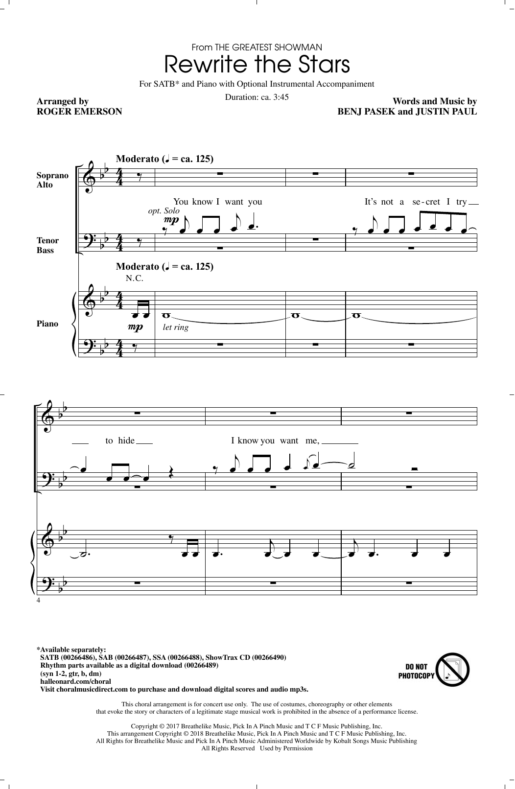 Product gallery: Page 1 of 1 Rewrite The Stars (arr. Roger Emerson), Pasek & Paul